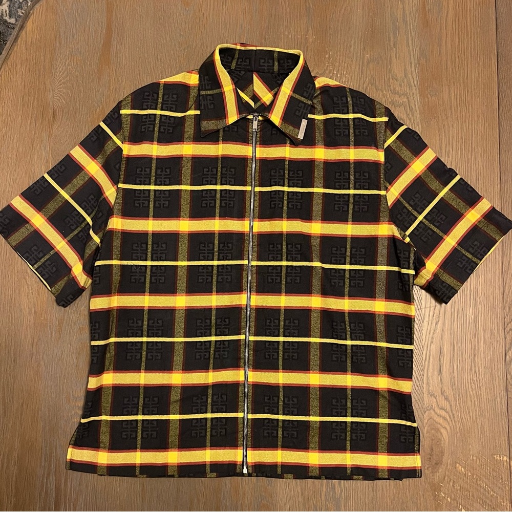 Givenchy Black and Yellow Plaid Shirt